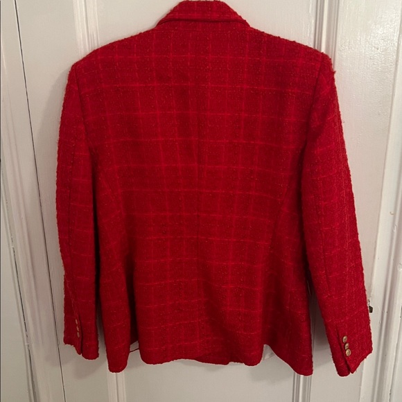 Zara Women's Vibrant Red Tweed Blazer - XL - Picture 4 of 5